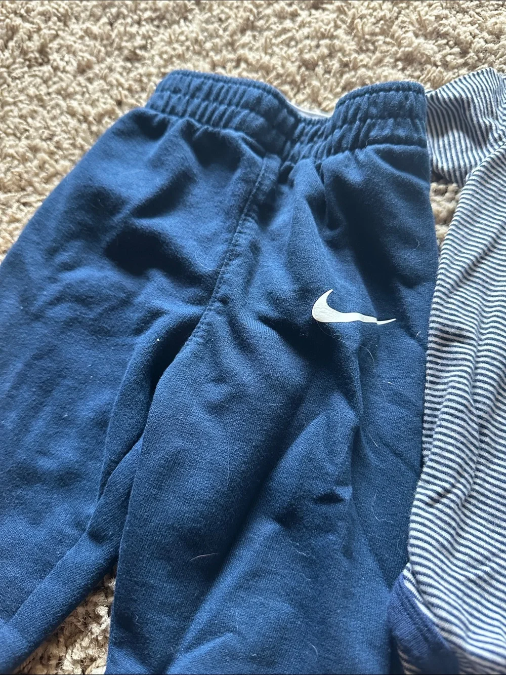 Nike Navy Striped Baby One-Piece Bodysuit with Jogger Pants